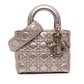 Small Metallic Grained Calfskin Cannage Supple Lady Dior